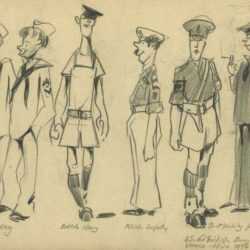 Drawing by Jacek von Henneberg: U.S. and British Army and Navy Types, represented by Childs Gallery