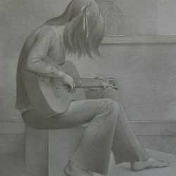Drawing by Jack Henderson: Study for Guitar, available at Childs Gallery, Boston