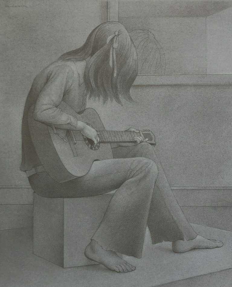Drawing by Jack Henderson: Study for Guitar, available at Childs Gallery, Boston