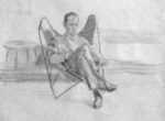 Drawing by Jack Kramer: [Butterfly Chair], represented by Childs Gallery