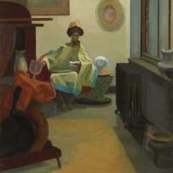 Painting by Jack Kramer: The Letter By Lamplight, represented by Childs Gallery