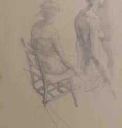 Drawing by Jack Kramer: Two Backs, represented by Childs Gallery