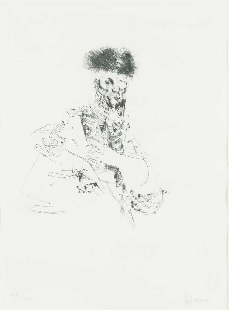 Print By Jack Levine: Death's Head Hussar At Childs Gallery