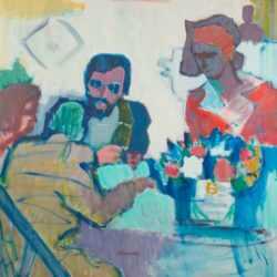 Painting by Jacob Kainen: Luncheon Group, represented by Childs Gallery