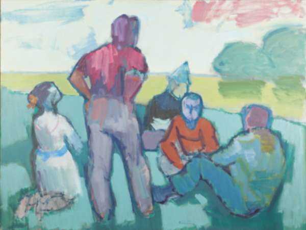 Painting by Jacob Kainen: Park Group (Discussion), represented by Childs Gallery