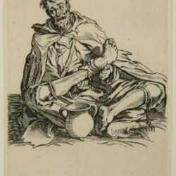 Print by Jacques Callot: Le Malingreux (The Sickly Beggar), represented by Childs Gallery