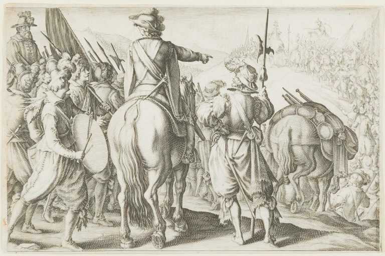 Print By Jacques Callot: Les Troupes En Marche (the Marching Troops) At Childs Gallery