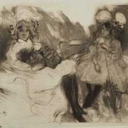Print by Jacques Villon: En Visite (1re planche), represented by Childs Gallery