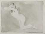 Print by Jacques Villon: Fillette Agenouillée, or Appuyée A Une Console, or Petit nu, represented by Childs Gallery