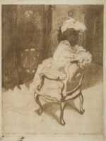 Print by Jacques Villon: La Parisienne, Tournée a Droit, represented by Childs Gallery
