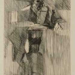 Print by Jacques Villon: L'Homme au Petit Bateau, represented by Childs Gallery