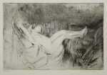 Print by Jacques Villon: Minne ètendue dans un rocking-chair, Le Repos, represented by Childs Gallery
