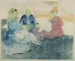 Print by Jacques Villon: Sous la Tente, Sur la Plage, Bionville, represented by Childs Gallery