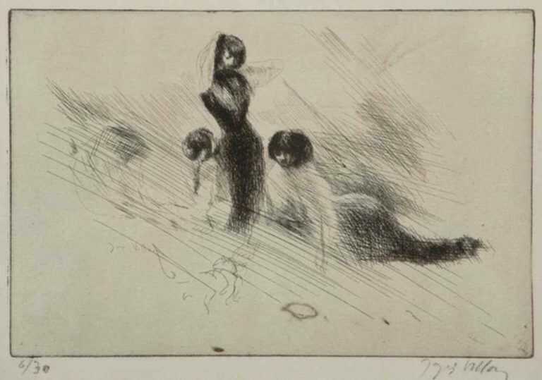 Print by Jacques Villon: Trois femmes sur l'herbe, or Repos sur l'herbe, represented by Childs Gallery