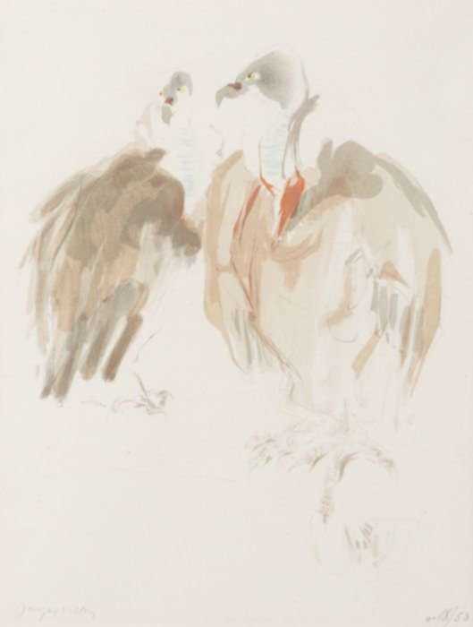 Print by Jacques Villon: Vautours (Vultures), represented by Childs Gallery