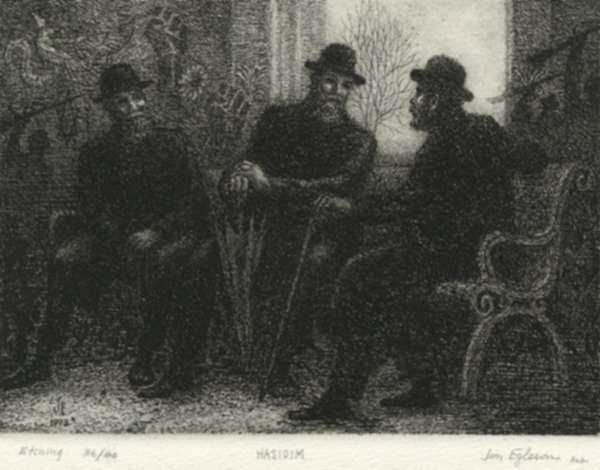 Print by James Egleson: Hasidim, represented by Childs Gallery