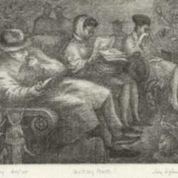Print by James Egleson: Waiting Room, represented by Childs Gallery