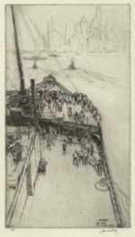 Print by James McBey: Approaching New York No. 2  [View Onboard "The Majestic"], represented by Childs Gallery