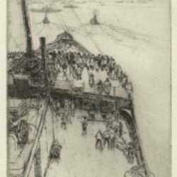 Print by James McBey: Approaching New York No. 2  [View Onboard "The Majestic"], represented by Childs Gallery
