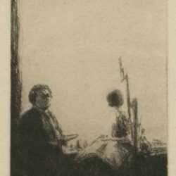 Print by James McBey: Artist and Model, represented by Childs Gallery