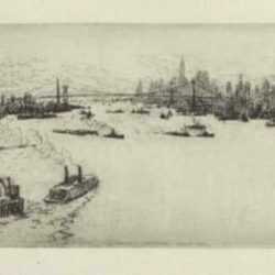 Print by James McBey: Manhattan, represented by Childs Gallery