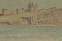 Watercolor by James Ward: Dunstanburgh Castle [Northumberland, England], represented by Childs Gallery