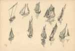 Drawing by Jan Gelb: [Sailboats on the Water, France], represented by Childs Gallery