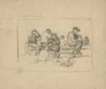 Drawing by Jan Gelb: Seated Figures with Bent Heads, represented by Childs Gallery