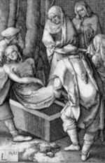 Print by Jan Harmansz Muller: The Entombment or Burial of Christ or La Sépulture [after Lu, represented by Childs Gallery