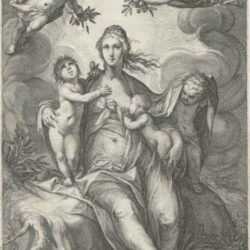 Print by Jan Pietersz Saenredam: Charity [after Hendrick Goltzius, Dutch (1558-1617)], represented by Childs Gallery