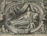 Print by Jan Pietersz Saenredam: Venus on Her Couch as Eros Fills His Quiver with Arrows [Aft, represented by Childs Gallery