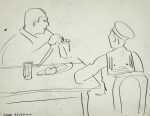 Drawing by Jane Peterson: [Man and Sailor Dining], available at Childs Gallery, Boston