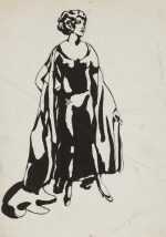Drawing By Jared French: Woman With Coat At Childs Gallery
