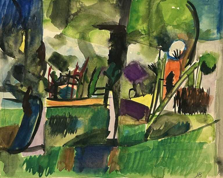 Watercolor by Jason Berger: [Brookline Landscape], available at Childs Gallery, Boston