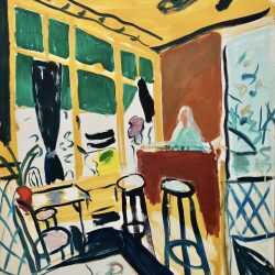 Painting by Jason Berger: Café des Glaces, Cany Barville, Normandy, available at Childs Gallery, Boston