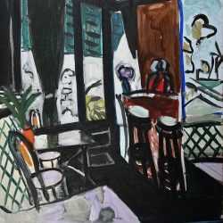 Painting by Jason Berger: Café des Glaces, Cany Barville, Normandy, available at Childs Gallery, Boston