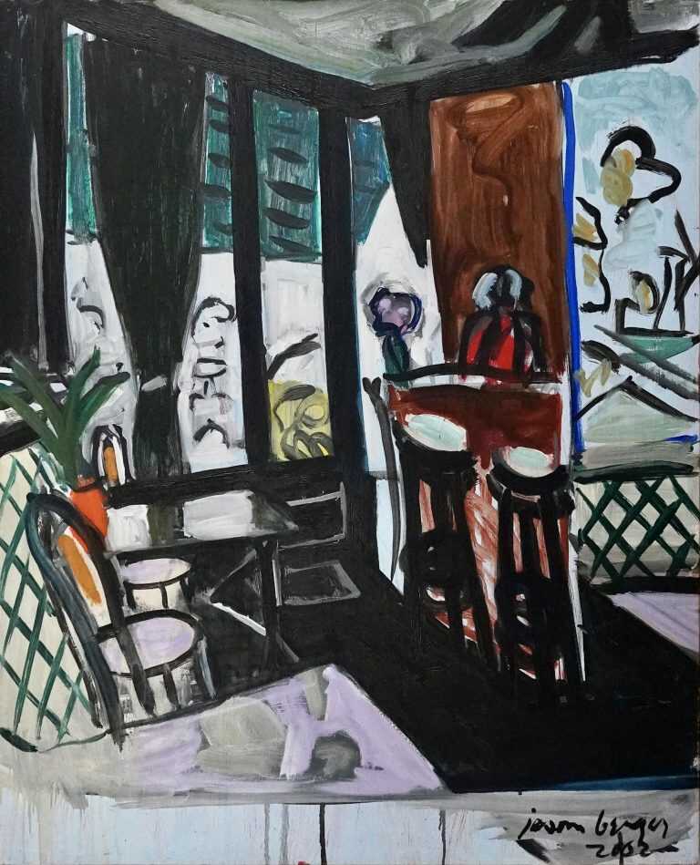 Painting by Jason Berger: Café des Glaces, Cany Barville, Normandy, available at Childs Gallery, Boston