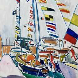 Painting by Jason Berger: English Boats in the Bassin St. Valery en Caux, available at Childs Gallery, Boston