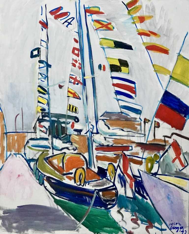 Painting by Jason Berger: English Boats in the Bassin St. Valery en Caux, available at Childs Gallery, Boston