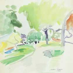 Watercolor by Jason Berger: [Garden Path, Boston Public Garden], available at Childs Gallery, Boston