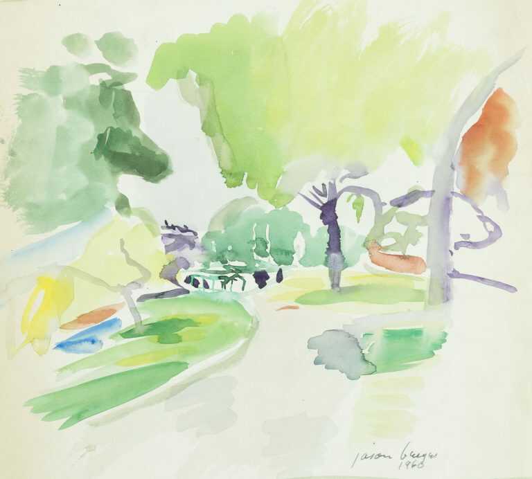 Watercolor by Jason Berger: [Garden Path, Boston Public Garden], available at Childs Gallery, Boston