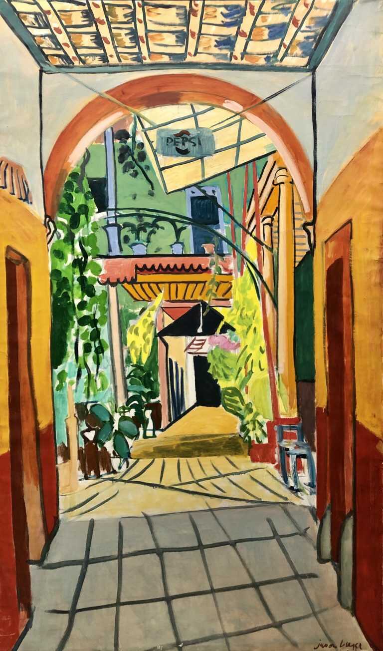 Painting by Jason Berger: Hotel Lobby, Patzcuaro, available at Childs Gallery, Boston