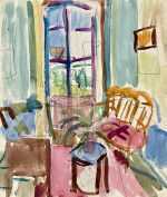 Watercolor by Jason Berger: [Interior – Algarve, Portugal], available at Childs Gallery, Boston