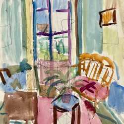 Watercolor by Jason Berger: [Interior – Algarve, Portugal], available at Childs Gallery, Boston