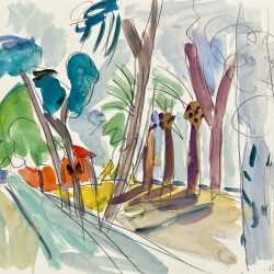 Watercolor by Jason Berger: [Landscape with Trees], available at Childs Gallery, Boston
