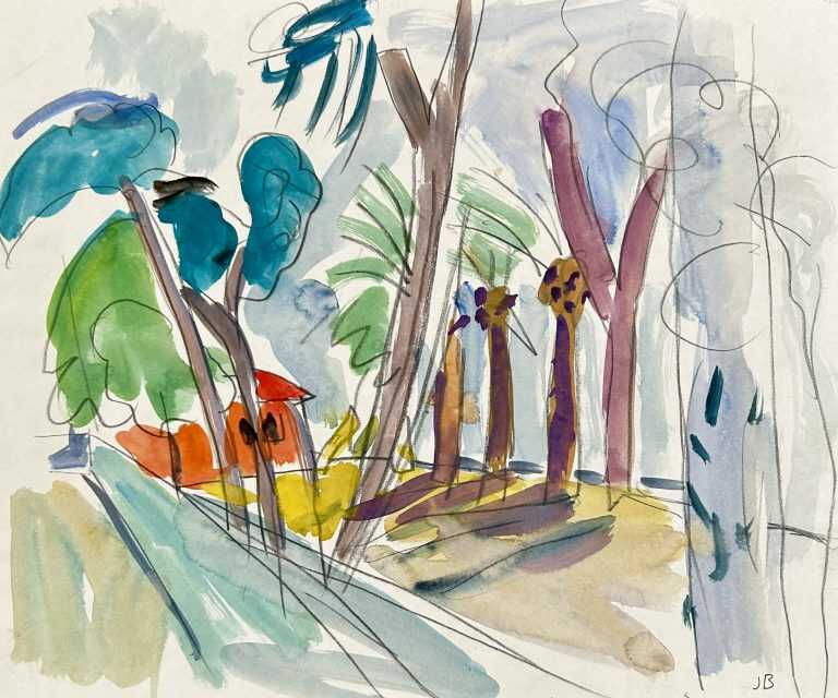 Watercolor by Jason Berger: [Landscape with Trees], available at Childs Gallery, Boston
