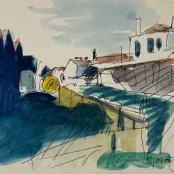 Watercolor by Jason Berger: [Portuguese Town], available at Childs Gallery, Boston