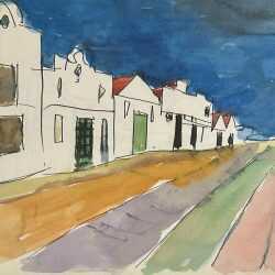 Watercolor by Jason Berger: Rua Borda d'Agua De Aguiar, Portugal, available at Childs Gallery, Boston