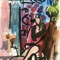 Watercolor by Jason Berger: [Seated Woman], available at Childs Gallery, Boston