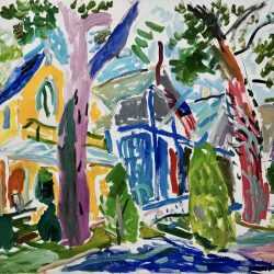 Painting by Jason Berger: The Campground, Oak Bluffs, Martha's Vineyard, available at Childs Gallery, Boston